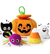 Bunny Chorus My First Halloween Pumpkin Toys Playset, 5ct Halloween Stuffed Pumpkin Plush Cat Spi...