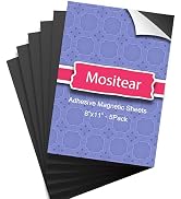 Mositear 5Pack Magnetic Adhesive Sheets, Magnetic Sheets with Adhesive Backing, 8x10 Inch Flexibl...