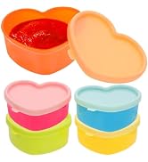 5 Pcs Heart Shaped Valentines Container, Condiment Containers with Lids for Lunch Box, Mini Salad...