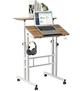 SIDUCAL Small Standing Desk, Portable Stand Up Desk, Height Adjustable Mobile Standing Table Conv...