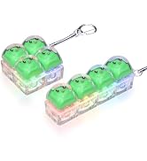 2 PCS Keyboard Fidget Toy with LED Lights,Keychain Relief Clicker(Green) | For Adults Fidget Keyb...