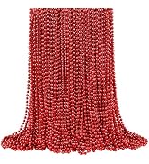 144 PCS Red Mardi Gras Beads, Red Christmas Bead Necklaces, Red Valentine Beads Necklaces, 4th of...