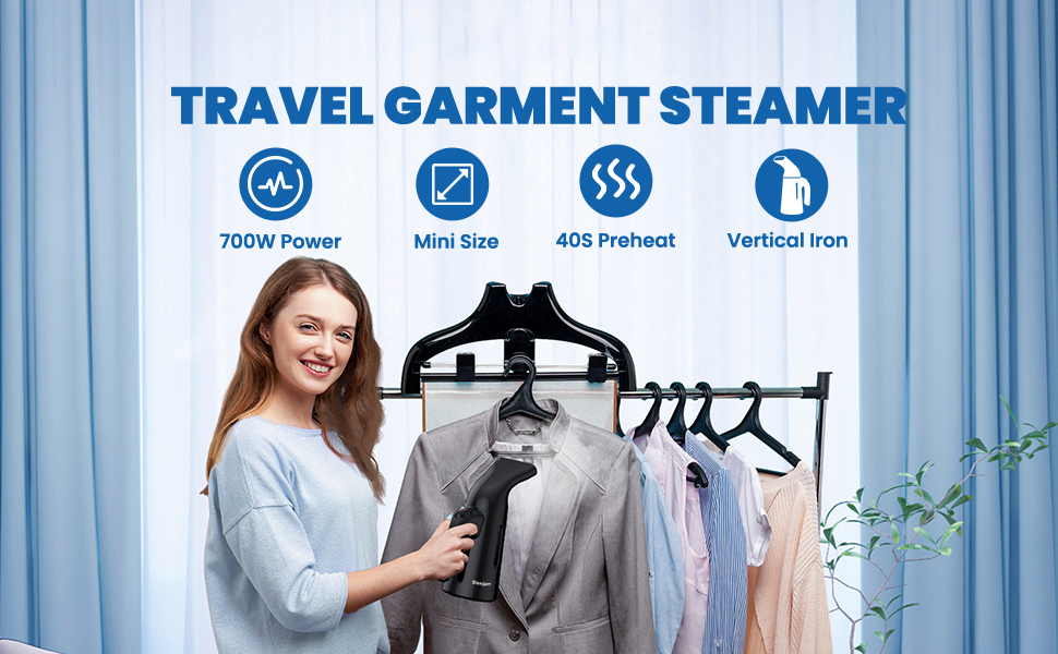 Portable and travel steamer: 700W power, mini size,40S fast preheat, 120ML Capacity Water Tank