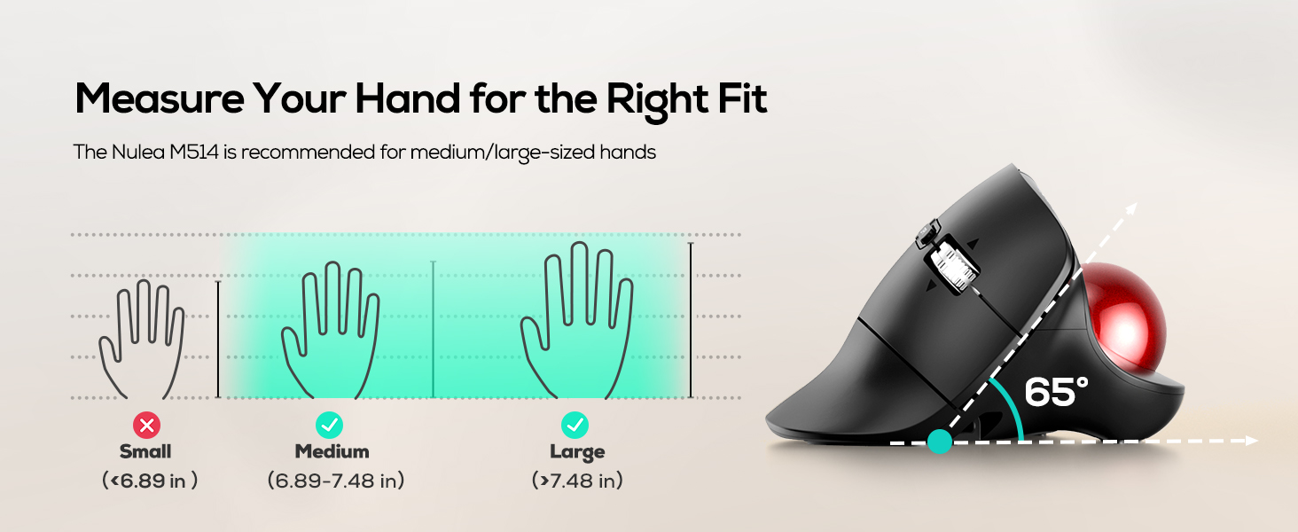 Nulea Wireless Ergonomic Vertical Trackball Mouse Thumb Control