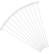 Pllieay 50 Pieces Plastic White Balloon Sticks with Cups for Party, Valentine's Day, Wedding, Ann...