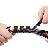 D-Line 8.2ft Black Cord Wrap, Spiral Cable Sleeve, Wire Wrapper for Cables 0.39-1.5in Diameter, C...