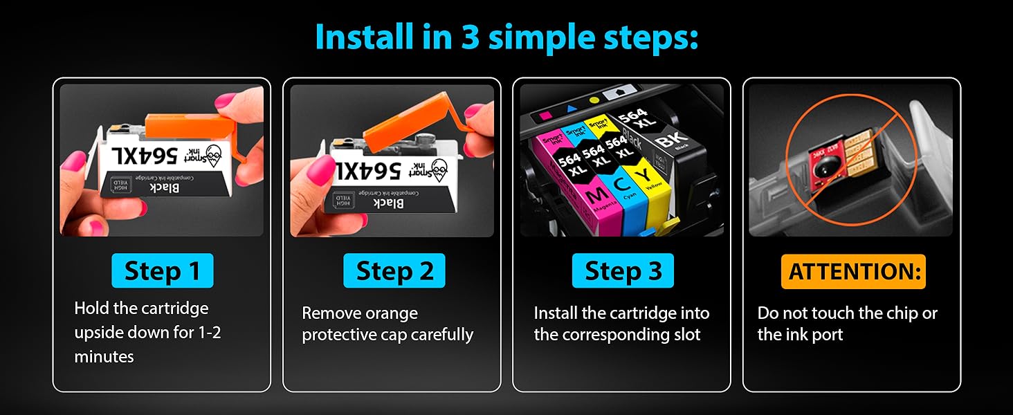smart ink 564 packs with BK only installation steps