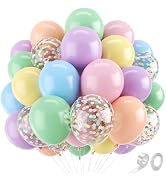 Zesliwy Pastel Balloons Set, 50pcs 12inch Pastel Colorful Balloon Pink Orange Yellow Balloon and ...