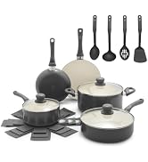 GreenLife 16-Piece Nonstick Cookware Set, Non-Toxic Ceramic Pots and Pans Set, Durable Healthy Ki...