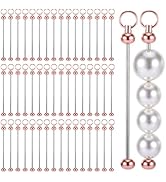 50Pcs Beadable Keychain Bar, Metal Keychain Blanks Beaded Key Chain Making Kit Diy Key Chain Supp...