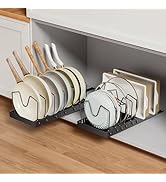 Sonhomay Pots and Pans Organizer Under Cabinet, 2 Pack Pull Out Pot Organizers Inside Cabinet wit...