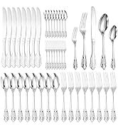 A · HOUSEWARE Silverware Set for 8 Royal Palace 40 Pieces Stainless Steel Flatware Gorgeous Fork ...