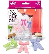 Genuine Fred TIE ONE ON Bow Drink Markers, Set of 6 Silicone Drink IDs, Easy to Clean, Reusable, ...