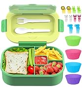 TIME4DEALS Bento Lunch Box Kids/Adult - Leakproof 44oz Bento Box Lunch Containers 4 Compartment, ...