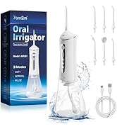 7AM2M Water Dental Flosser Cordless for Teeth,300ML Rechargeable Travel Portable Cleaner,with 6 J...