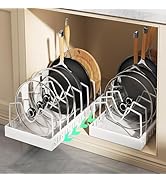 Pull Out Pots and Pans Organizer Under Cabinet, Sliding Lid Holder and Pan Rack in Kitchen, Slide...