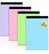 Legal Pads 5x8 Colored Note Pads, 4 Pack College Ruled Notepads 5x8 Lined Paper, Colored Notebook...