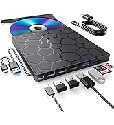 External CD/DVD Drive for Laptop | DVD Player for Laptop | 8 in 1 USB 3.0 Ultra-Slim Portable | C...