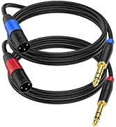 Jozzai Male XLR to 1/4 Inch (6.35mm) TRS Mono Jack Microphone Cable,(2Pack, 3.3 FT) Balanced 3 Pi...