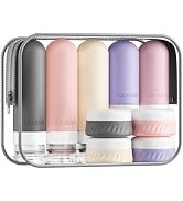 Quatish 15 Pack Travel Bottles for Toiletries, Original Patented, TSA Approved Travel Size Contai...