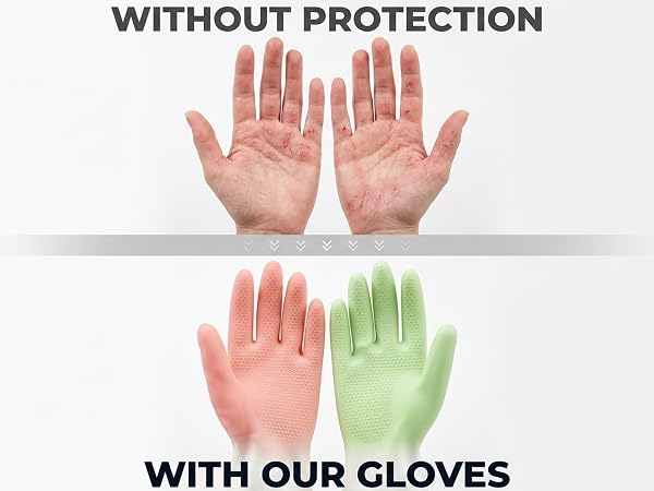 Pink gradient cleaning gloves protect sensitive hands from harsh chemicals and irritants.