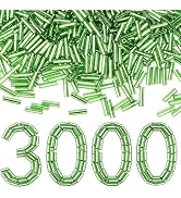XIANNVXI 3000pcs Grass Green Glass Bugle Beads Green Tube Beads 6mm Long Bugle Bead for Jewelry M...