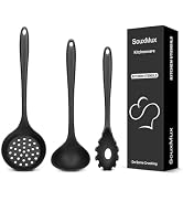 3 Pcs Silicone Kitchen Utensils Set, Soup Ladle-Pasta Fork-Slottede Spoon, Nonstick BPA Free High...