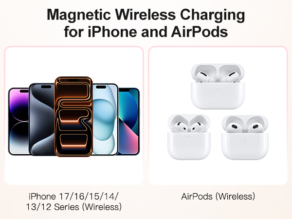 Magnetic Wireless Power Bank with LED Makeup Mirror