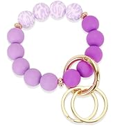 WEESMILE Silicone Key Ring Bracelet, Cute Keychain Wristlet with 2 Key Rings, Elastic Car Key Hol...