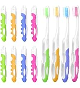 EasyHonor 12 Pack Bulk Travel Toothbrush with Folding Portable Design and Soft Bristles, for Camp...