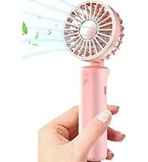 Hssio Portable Handheld Fan, Mini Desk Fan Foldable 2000mAh, 180° Ratotion, 3 Speeds, Ultra Quite...