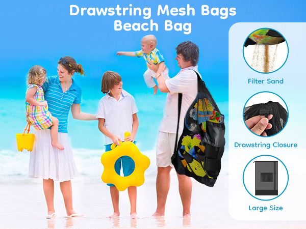 mesh beach bag beach drawstring backpack pool bag swim bag toy storage seashell rock collecting bag