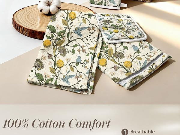 Miss Adola Cotton Kitchen Towels, Oven Mitt and Pot Holder Sets