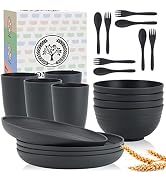 Wheat Straw Dinnerware Sets, Homienly 20pcs Unbreakable Microwave Dishwasher Safe Tableware Light...