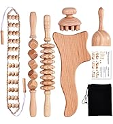 6 Pcs Wood Therapy Massage Tools, Meifuly Professional Complete Maderotherapia Wooden Massager Ki...