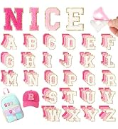NICEVINYL Self-Adhesive Chenille Letters Patches: 104PCS Pink-Colored Letter Patches Stickers - V...