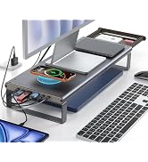 YICOSUN Monitor Stand HUB - Aluminum Riser with 6-in-1 Docking Station: 4K HDMI, USB-C, USB 3.0, ...