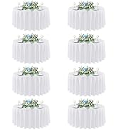 sancua 90 Inch Round Tablecloth White, 8 Pack - Circle Polyester Fabric Table Cloth for Wedding P...