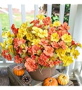 Hibiscus Fall Flowers Fake Flowers Plants for Outdoors Autumn Decoration, Faux Silk Hibiscus Flow...