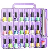 JIASHENG Nail Polish Organizer Case Holders, 48 Bottles Universal Nail Storage Box for Double Sid...