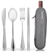 Travel Utensils with Case, Quatish Portable Silverware Set for Work, Stainless Steel Reusable Tra...
