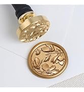 UNIQOOO Magnolia Flowers Wax Seal Stamp with Wooden Handle, Floral Botanical Theme Vintage Brass ...