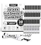 FUMILE 30 Pcs Black Washable Markers Bulk, Markers for Kids,Broad Line Conical Tip Coloring Marke...