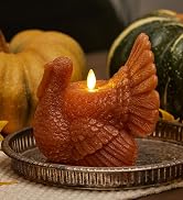 Luminara Flameless Fall Harvest Decor - Turkey Figural LED Candle Natural Color, Adobe, 5.3" x 7....
