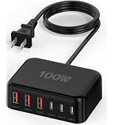 Updated USB C Fast Charger Block, 100W GaN 6 Port PD USB C QC USB A Wall Charger Adapter Plug Cub...