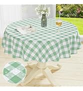 misaya Round Waterproof Vinyl Table Cloth, Buffalo Flannel Backed Tablecloth, Wipeable Plastic Ta...