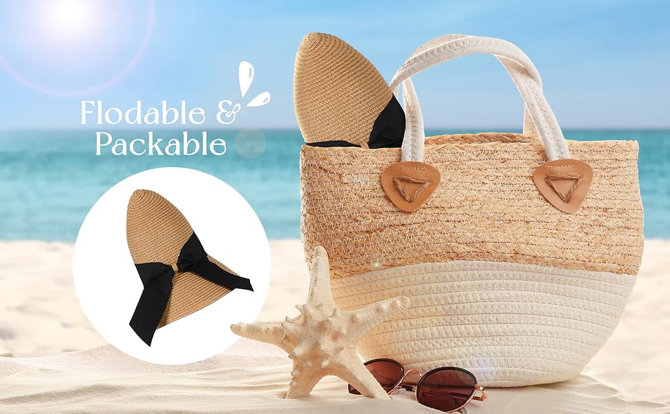 sun beach hats for women packable floppy summer hats uv sun protection straw hat wide brim hats