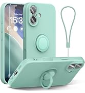 ABITKU for iPhone 17 Case 6.3'', Ring Stand Silicone Slim Design (with Wrist Strap), Magnetic Car...