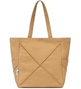 Canvas Large Tote Bag for Women, Shoulder Bag With Side & Inner Pockets, Lightweight Purses Handb...