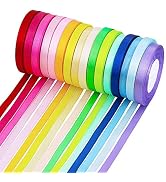 Supla 16 Colors 400 Yard Fabric Ribbon Silk Satin Roll Satin Ribbon Rolls in 2/5" Wide, 25 Yard/r...